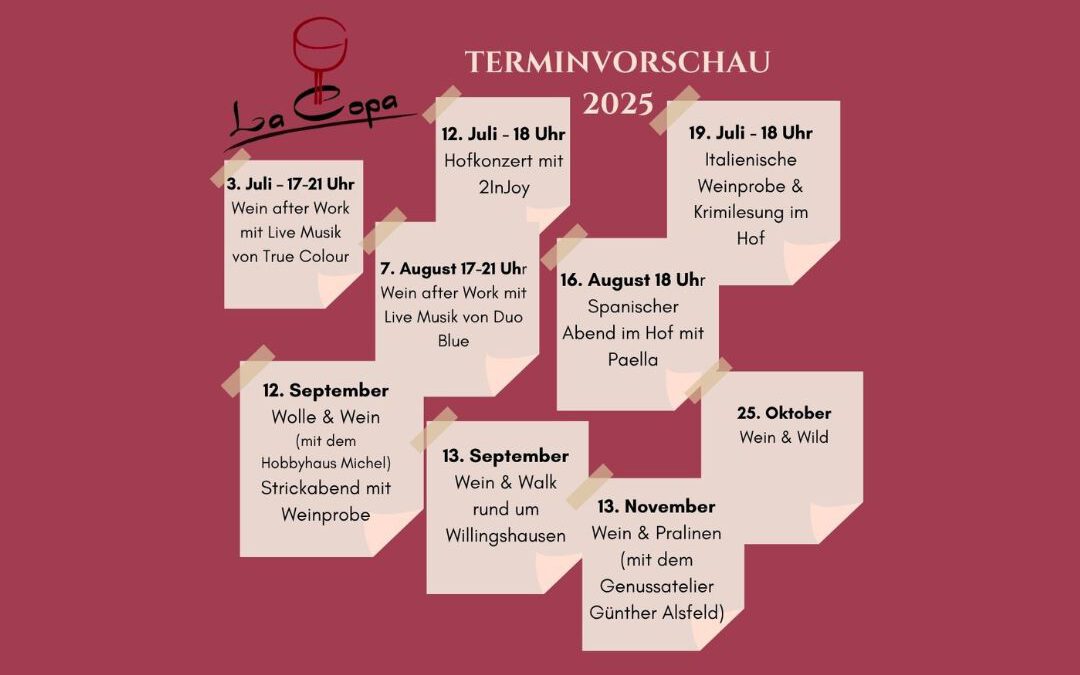 Terminvorschau – 2. Halbjahr